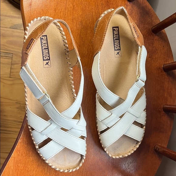 NWOT Pikolinos Cadaqués Leather Tan and White Sandal Size 37 - Picture 3 of 15